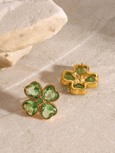 Four Leaf Clover Zircon Earrings