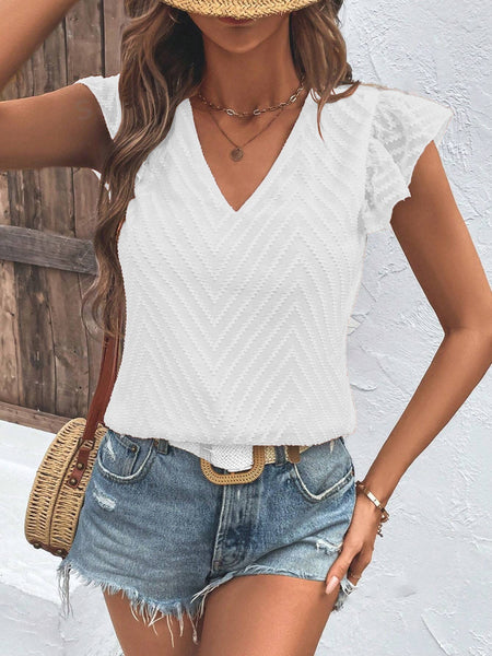 Chevron Textured Cap Sleeve Top