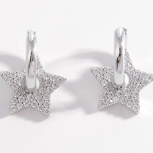 Star Studded CZ Hoop Earrings