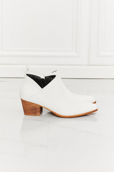 White Embroidered Crossover Cowboy Bootie