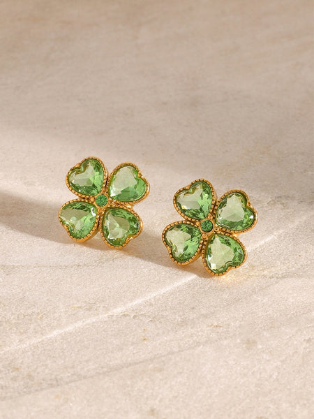 Four Leaf Clover Zircon Earrings