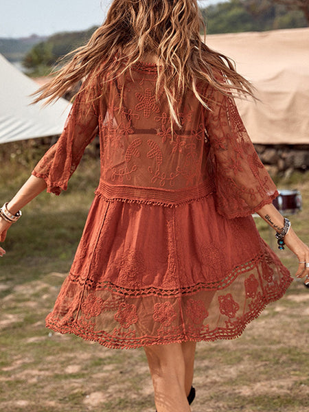 Lace Plunge Cover-Up Dress