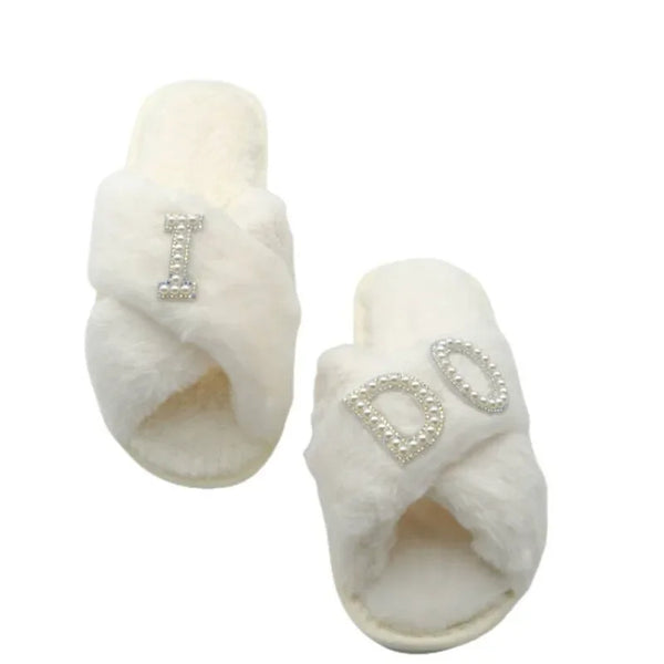 Bride/Wifey/I Do Plush Slippers