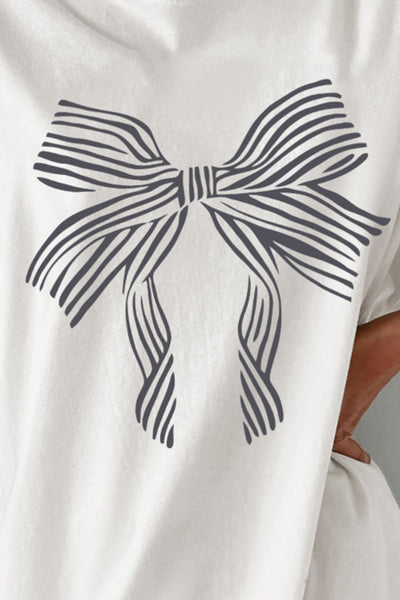 Bow Graphic Round Neck T-Shirt