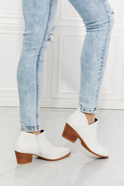 White Embroidered Crossover Cowboy Bootie