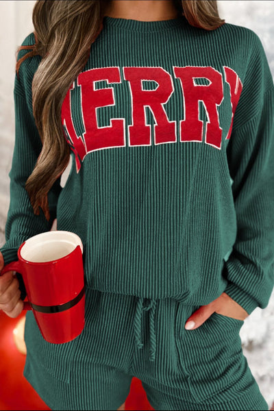 MERRY Long Sleeve Top and Shorts Set