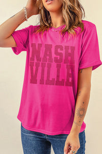 Hot Pink NASHVILLE Rhinestone T-Shirt