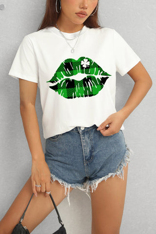 Plaid Lip Graphic Tee