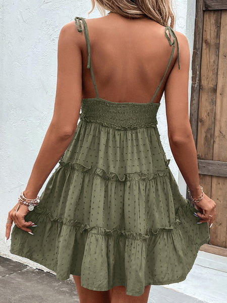 Frilly Spaghetti Strap Tiered Dress