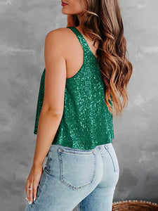 Sequins Scoop Neck Tank