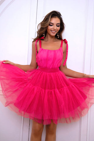 Hot Pink Tulle Mini Dress