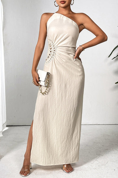 Slit One Shoulder Sleeveless Maxi Dress