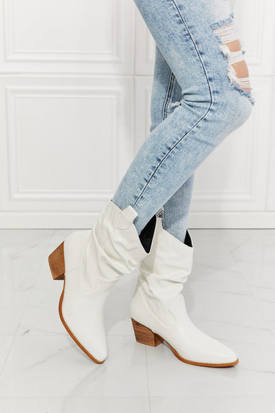 White Scrunch Cowboy Boots