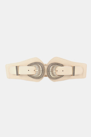 Shell Double Buckle Elastic Wide Belt