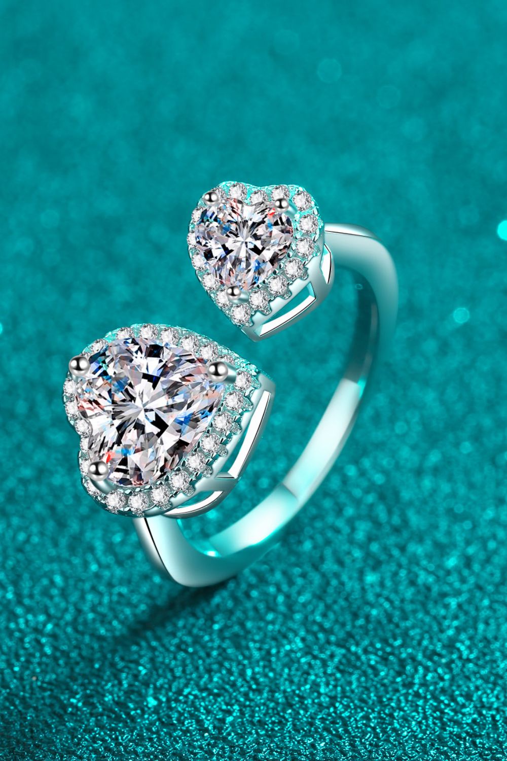 Two Hearts are Better Than One Moissanite Ring