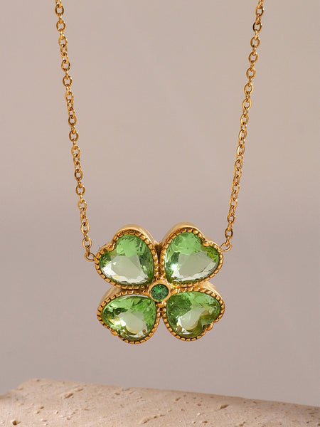 Four Leaf Clover Zircon Pendant Necklace