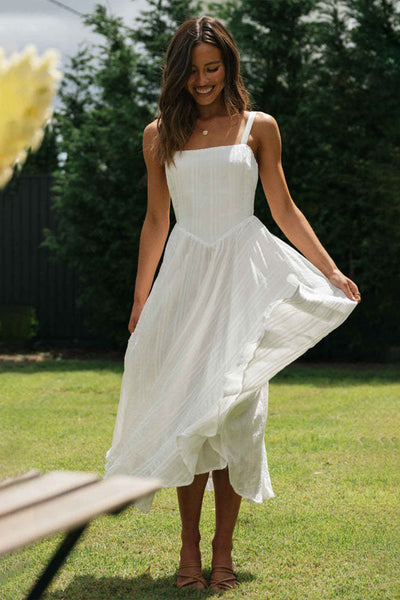 White Wide Strap Cami Dress