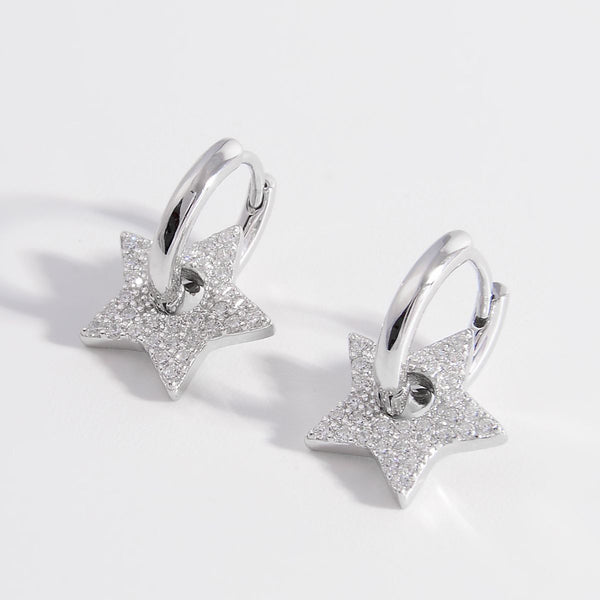 Star Studded CZ Hoop Earrings