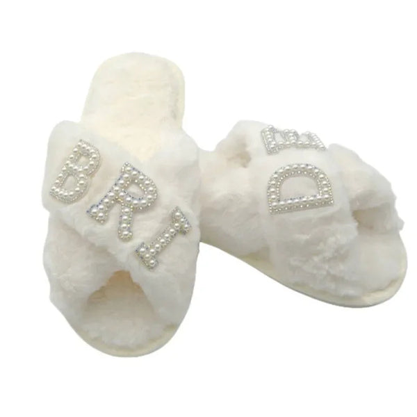 Bride/Wifey/I Do Plush Slippers