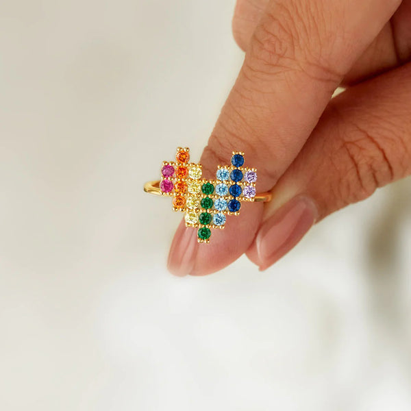 Heart Shape Multi-Colored Zircon Ring