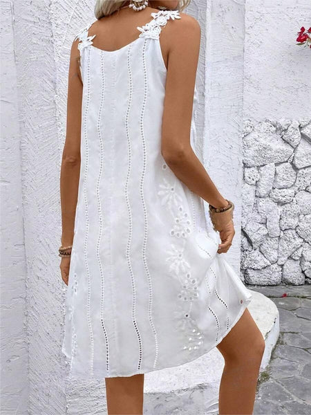 White Eyelet Applique Dress