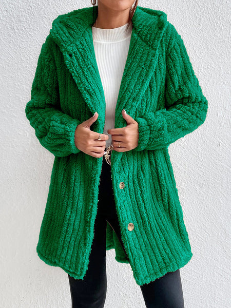 Green Fuzzy Hooded Coat