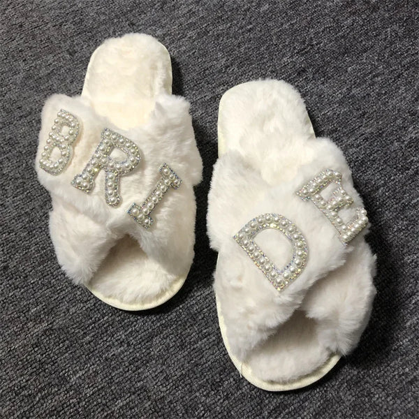 Bride/Wifey/I Do Plush Slippers