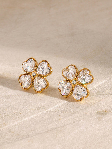 Four Leaf Clover Zircon Earrings