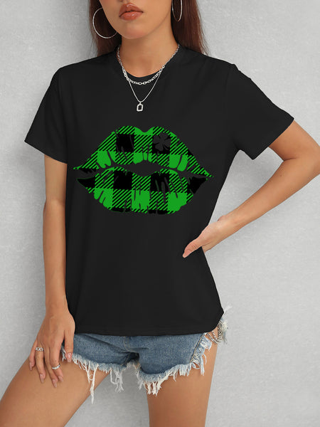 Plaid Lip Graphic Tee