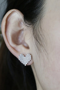 Zircon Heart Stud Earrings