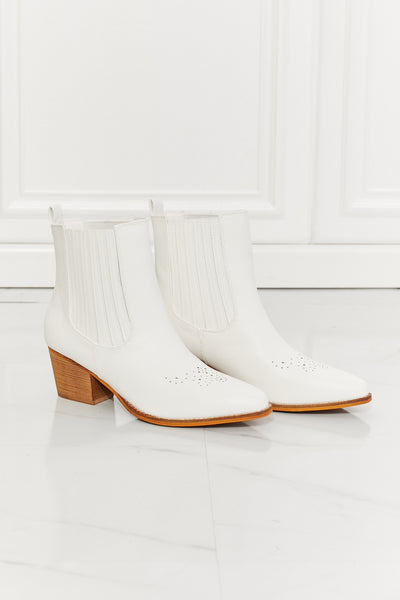 White Stacked Heel Chelsea Boot