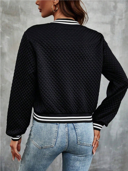 Quilted Varsity Bomber Jacket+