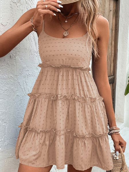 Frilly Spaghetti Strap Tiered Dress