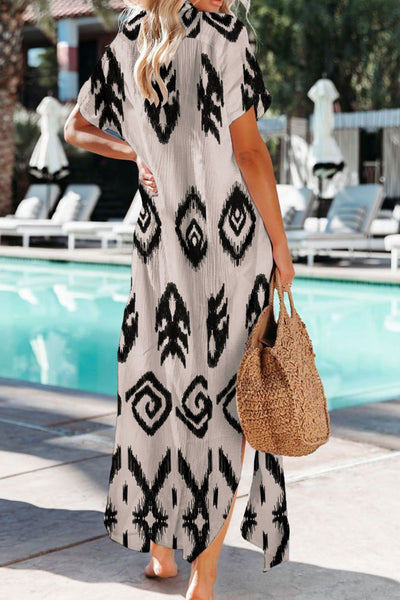 Ikat Long Button Down Cover Up