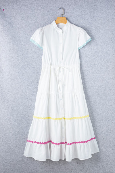 White Collared Short Sleeve Dress