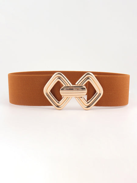 Geometric Buckle Elastic Wide Belt