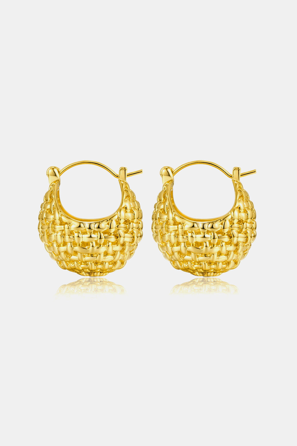 Braided Basketweave Metal Hoop Earrings