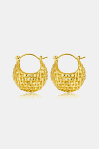 Braided Basketweave Metal Hoop Earrings