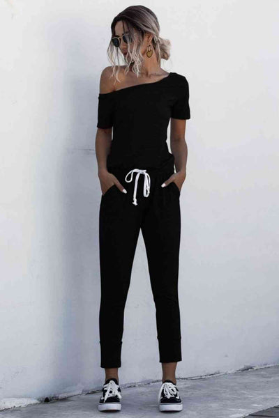 Drawstring Jumpsuit with Pockets