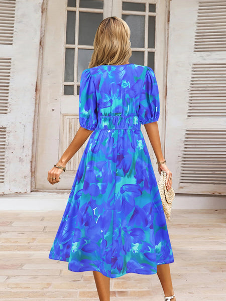 Floral Short Sleeve Midi Dress