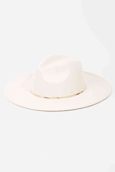 Ivory Herringbone Chain Fedora Hat