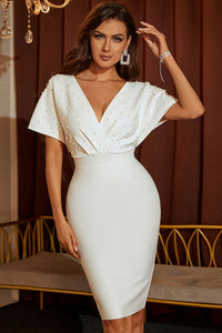 White Beaded Bodycon Dress