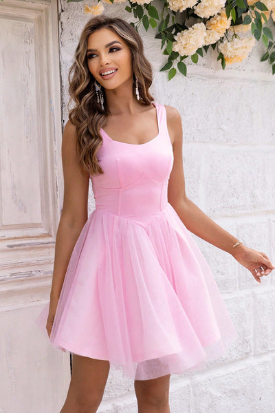 Blush Pink Tulle Skater Dress