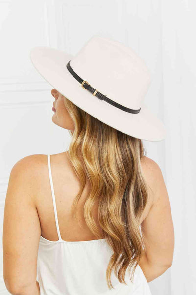 White Belted Fedora Hat