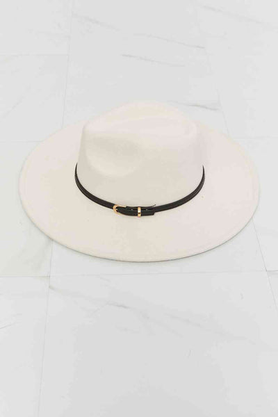 White Belted Fedora Hat