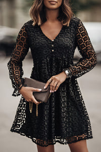 Black Lace Empire Waist Dress