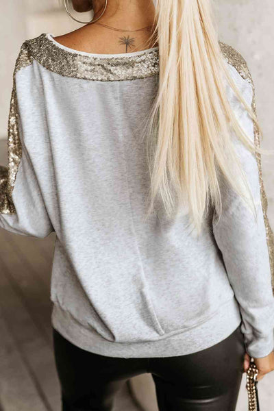 Sequins V-Neck Sweatshirt