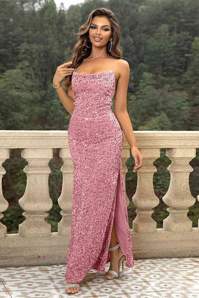 Sequins Split Slit Maxi Dress