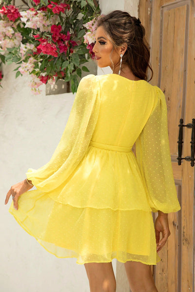 Yellow Swiss Dot Layered Dress