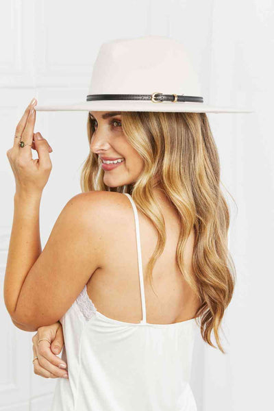 White Belted Fedora Hat